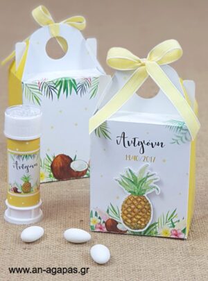 Μπομπονιέρα  3D  Βαλιτσάκι  Tropical  Pineapple