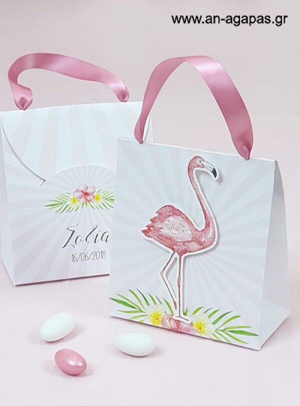 3D-Τσαντάκι-Tropical-Famingo-1-3.jpg Μπομπονιέρα  3D  Τσαντάκι  Tropical  Famingo