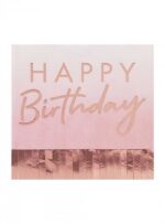 Χαρτοπετσέτα Happy Birthday Rose Gold Fringe (16τμχ)