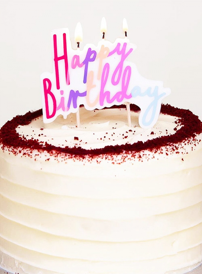 Κερί Happy Birthday Ροζ Pastel