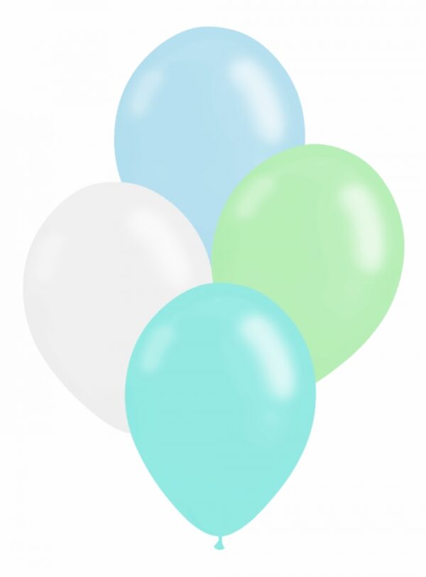 Μπαλόνια Pastel mix 4 χρωμάτων Green, Aqua, White , Blue