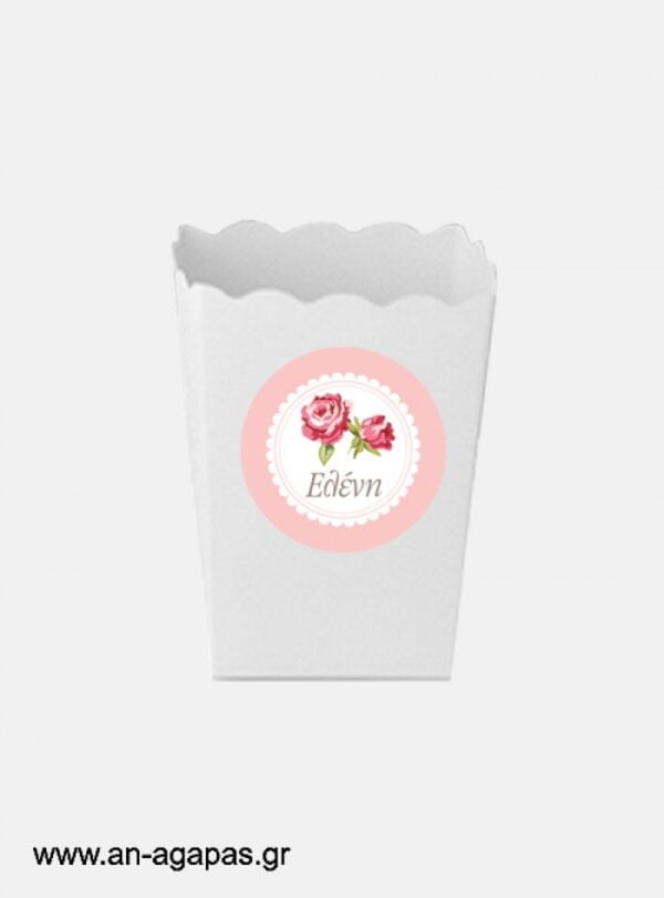 ΑΝ  ΑΓΑΠΑΣ  –  Round  stickers  Romantic  Flowers