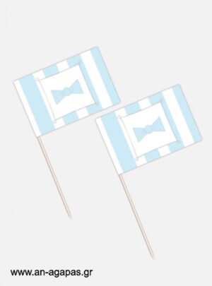 ΑΝ  ΑΓΑΠΑΣ  –  Toothpick  flags  Blue  Bowtie 