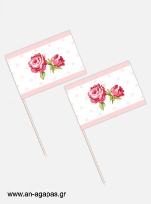 ΑΝ  ΑΓΑΠΑΣ  –  Toothpick  flags  Romantic  Flowers 