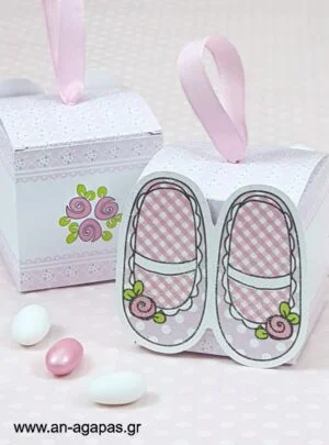 Μπομπονιέρα  Βάπτισης  3D  Κουτί  Chic  Ballerinas 