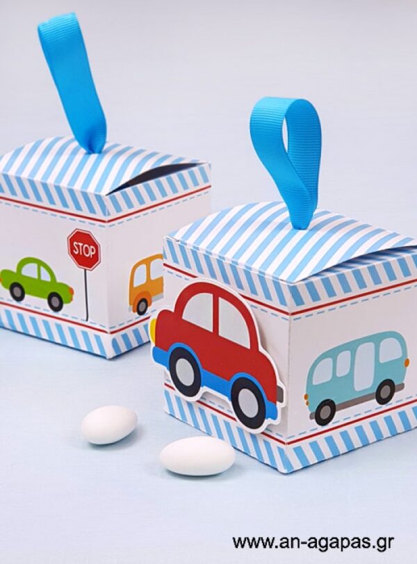 Μπομπονιέρα  Βάπτισης  3D  Κουτί  Little  Cars