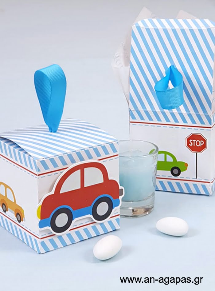 Μπομπονιέρα  Βάπτισης  3D  Κουτί  Little  Cars