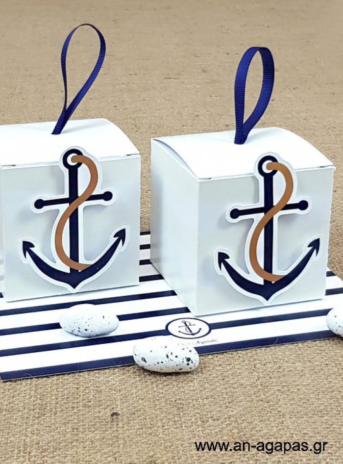 Μπομπονιέρα  Βάπτισης  3D  Κουτί  Nautical