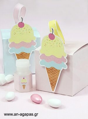 Μπομπονιέρα  Βάπτισης  3D  Κουτί  Pastel  Ice-Cream