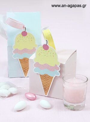 Μπομπονιέρα  Βάπτισης  3D  Κουτί  Pastel  Ice-Cream