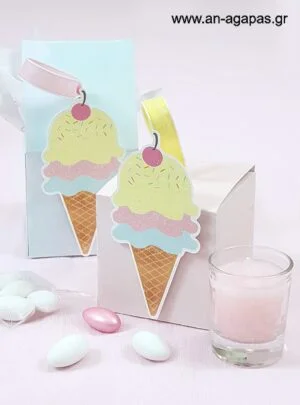Μπομπονιέρα  Βάπτισης  3D  Κουτί  Pastel  Ice-Cream
