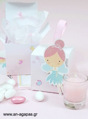 Μπομπονιέρα  Βάπτισης  3D  Κουτί  Pink  Fairy