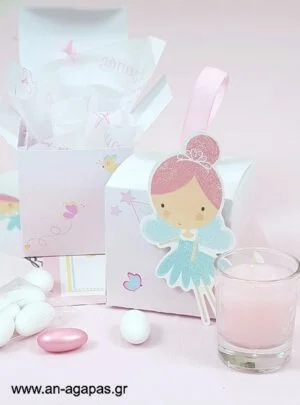 Μπομπονιέρα  Βάπτισης  3D  Κουτί  Pink  Fairy 