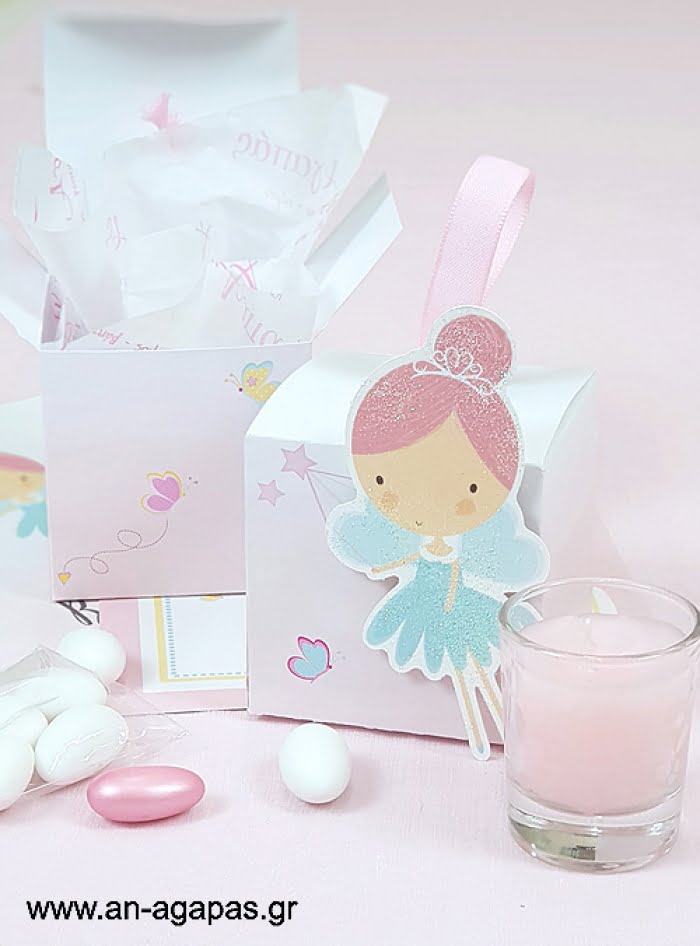 Μπομπονιέρα  Βάπτισης  3D  Κουτί  Pink  Fairy