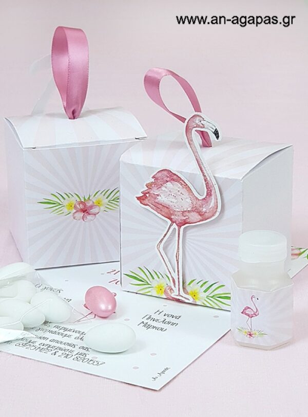 Βάπτισης-3D-Κουτί-Tropical-Famingo-1-3.jpg Μπομπονιέρα  Βάπτισης  3D  Κουτί  Tropical  Famingo