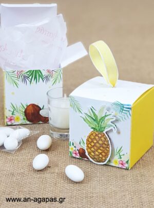 Μπομπονιέρα  Βάπτισης  3D  Κουτί  Tropical  Pineapple