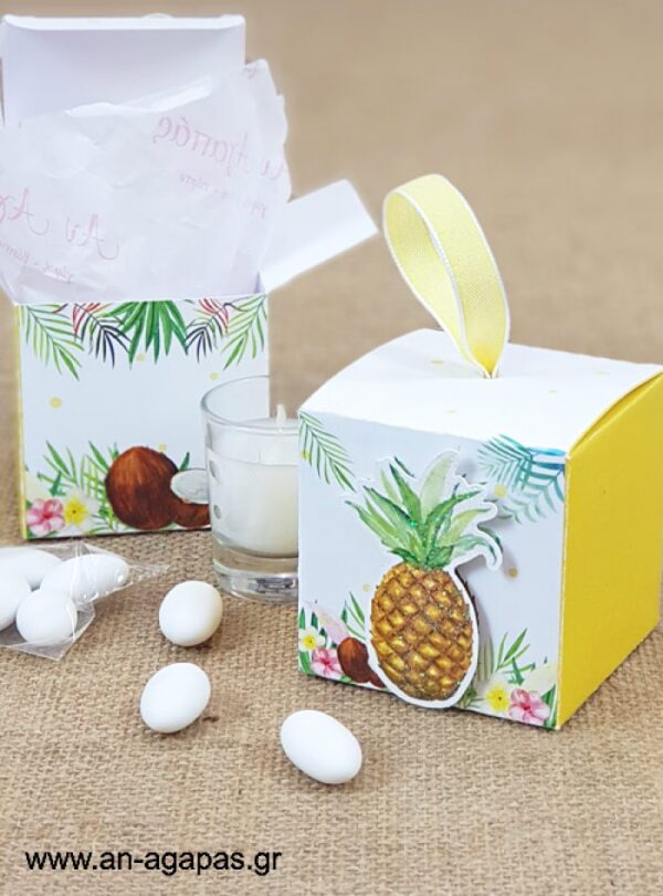 Μπομπονιέρα  Βάπτισης  3D  Κουτί  Tropical  Pineapple
