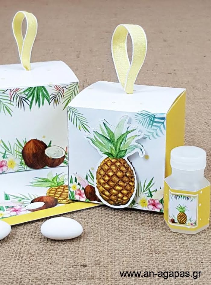 Μπομπονιέρα  Βάπτισης  3D  Κουτί  Tropical  Pineapple