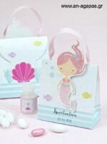 Βάπτισης-3D-Τσαντάκι-Cute-Mermaid-1-3.jpg Μπομπονιέρα Βάπτισης 3D Τσαντάκι Cute Mermaid