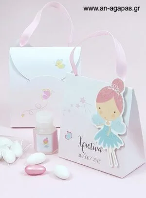 Μπομπονιέρα  Βάπτισης  3D  Τσαντάκι  Pink  Fairy