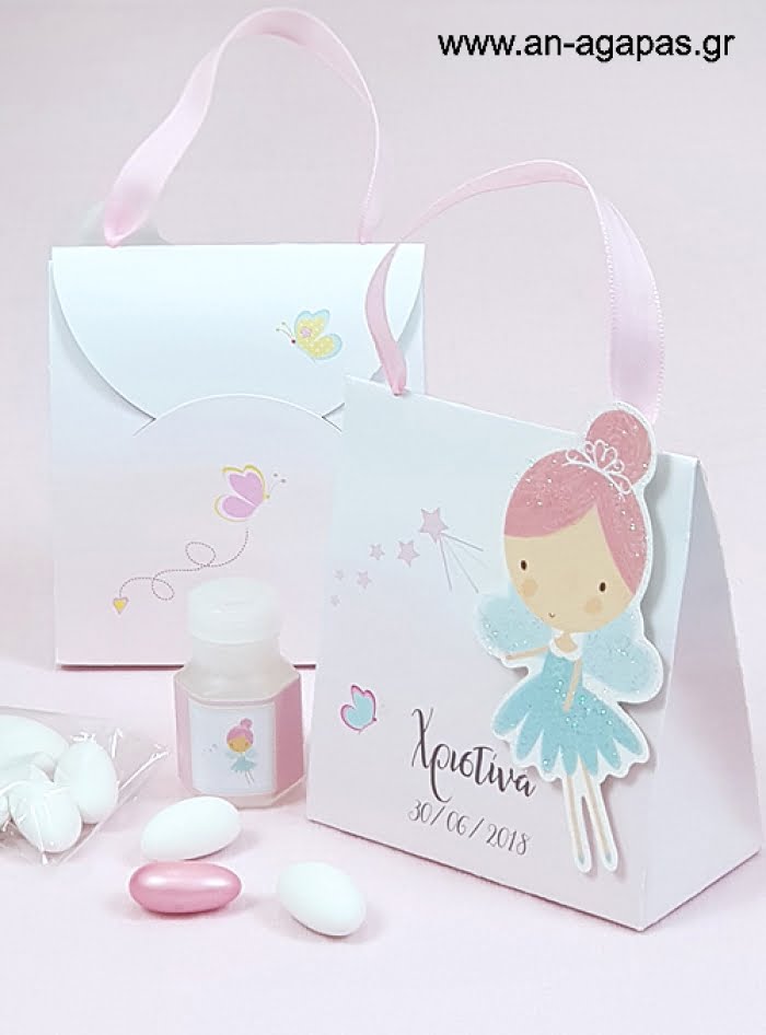 Μπομπονιέρα  Βάπτισης  3D  Τσαντάκι  Pink  Fairy