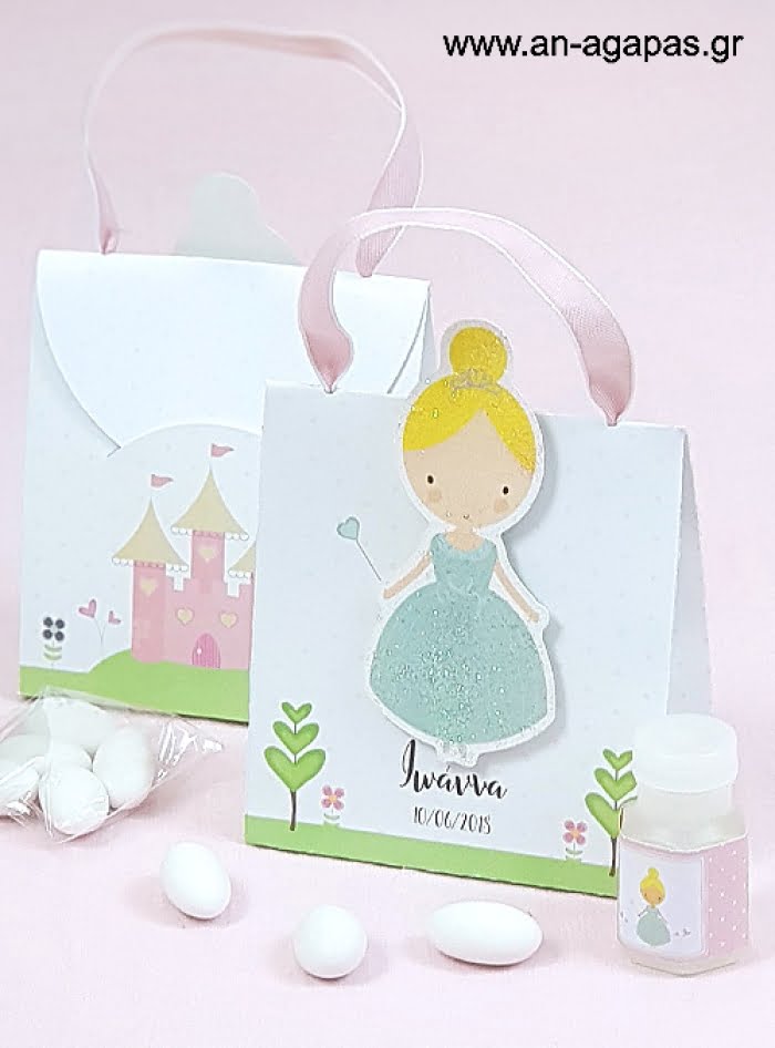 Μπομπονιέρα  Βάπτισης  3D  Τσαντάκι  Sweet  Princess
