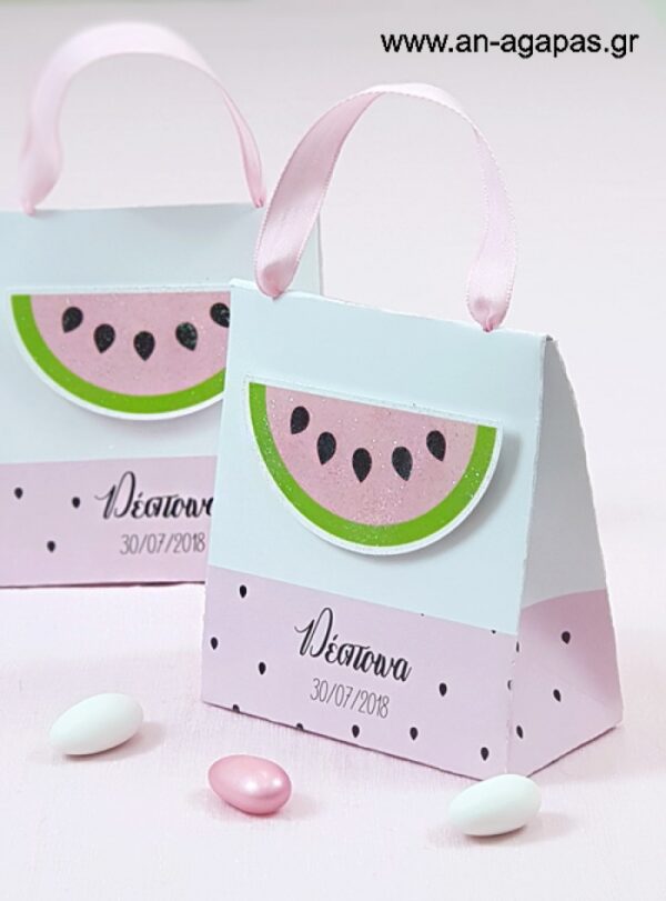 Μπομπονιέρα  Βάπτισης  3D  Τσαντάκι  Watermelon