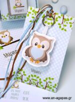 Μπομπονιέρα Βάπτισης Mπρελόκ Owl Boy