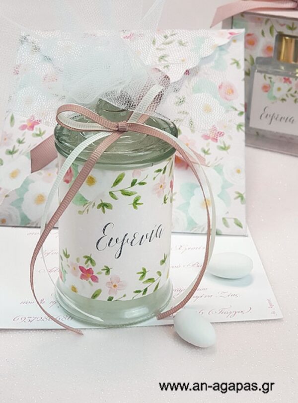 Μπομπονιέρα Βάπτισης Κερί BloomIng Garden