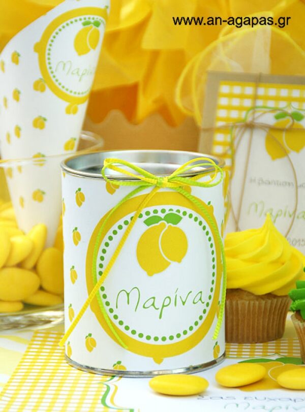Μπομπονιέρα  Βάπτισης  Κουμπαράς  Lemon  Checks