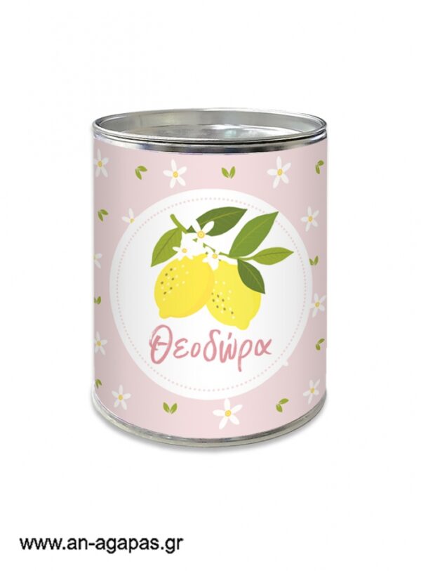 Μπομπονιέρα Βάπτισης Κουμπαράς Lemon in Pink