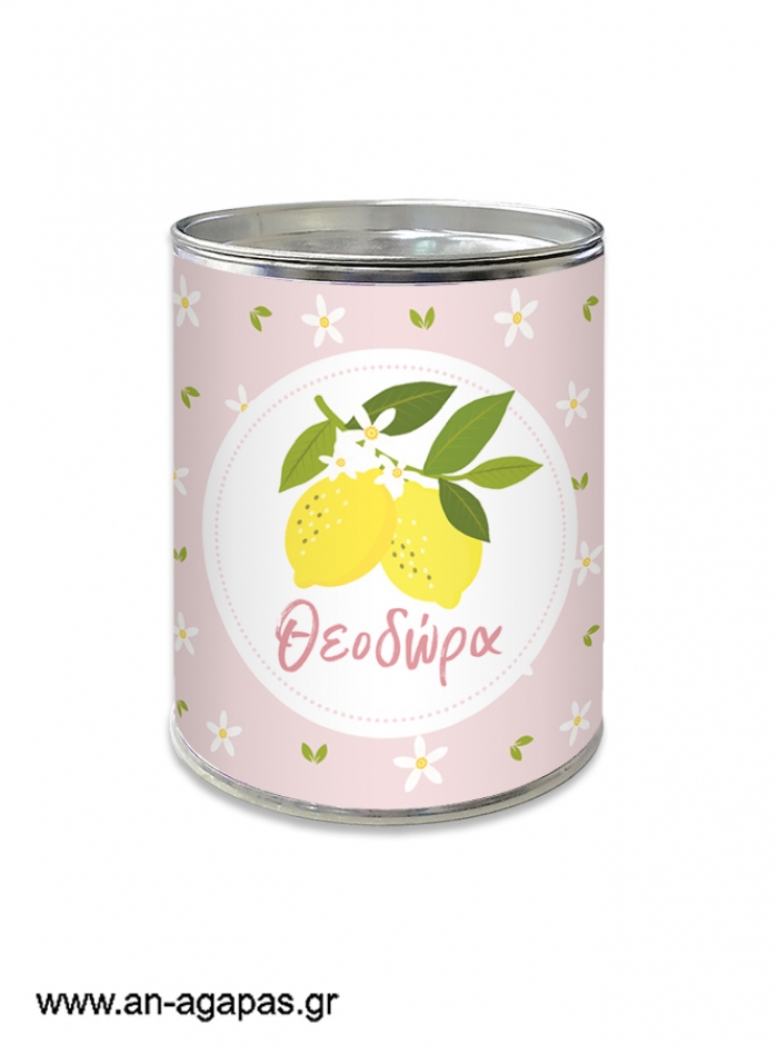 Μπομπονιέρα Βάπτισης Κουμπαράς Lemon in Pink
