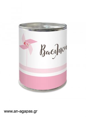 Μπομπονιέρα  Βάπτισης  Κουμπαράς  Pinwheel  Pink