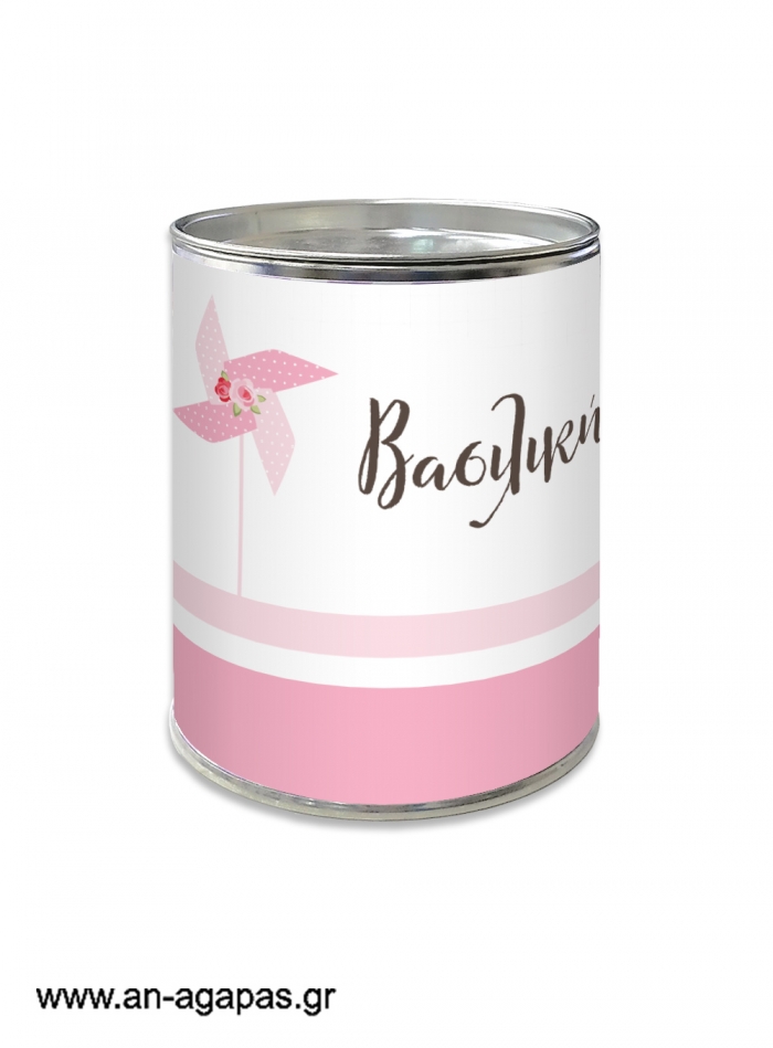 Μπομπονιέρα  Βάπτισης  Κουμπαράς  Pinwheel  Pink