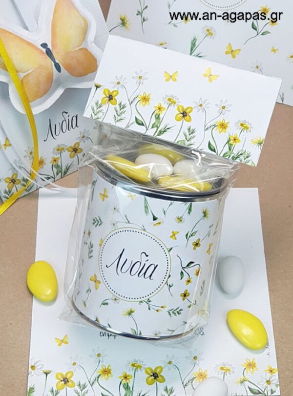 Μπομπονιέρα Βάπτισης Κουμπαράς Yellow Blossom