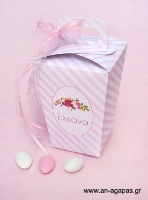 Μπομπονιέρα  Βάπτισης  Κουτάκι  Bouquet  in  Pink
