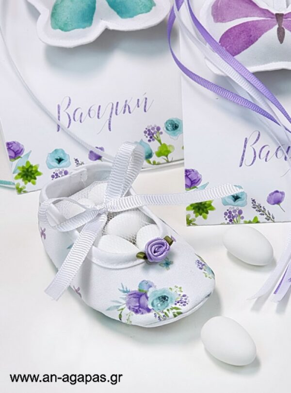 Μπομπονιέρα Βάπτισης Μπαρετάκι Purple Blossom