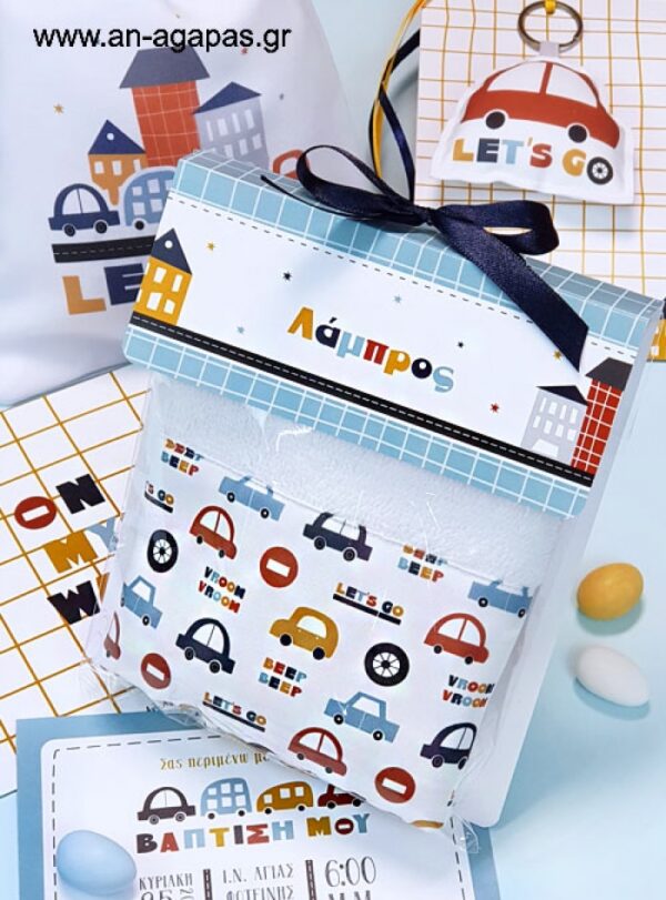 Μπομπονιέρα Βάπτισης Πετσετούλα City Cars