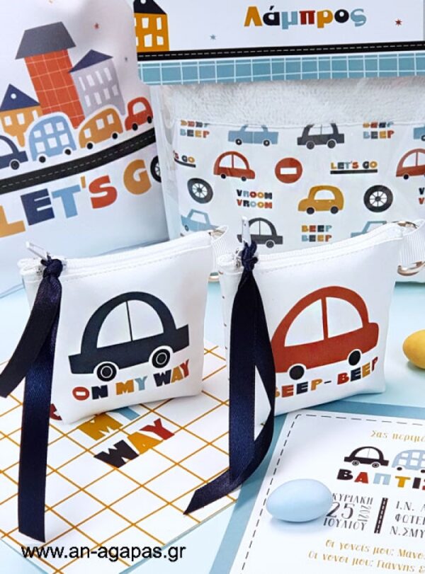 Μπομπονιέρα Βάπτισης Πορτοφολάκι City Cars