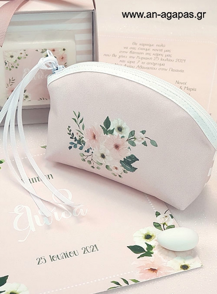 Μπομπονιέρα Βάπτισης Πορτοφολάκι PInk Blush
