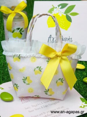 Μπομπονιέρα Βάπτισης Τσαντάκι PInk Lemon
