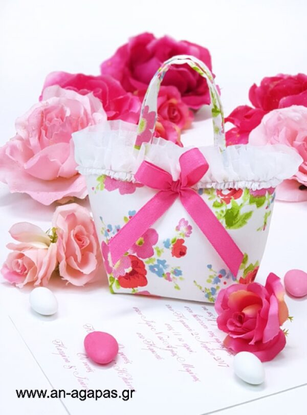 Μπομπονιέρα  Βάπτισης  Τσαντάκι  SprIng  Floral