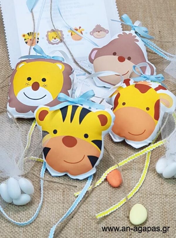 Μπομπονιέρα  Βάπτισης  Φουσκωτά  Animal  Faces