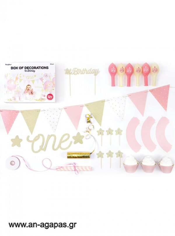 Διακόσμησης-1st-Birthday-Pink-1.jpg Σετ Διακόσμησης 1st Birthday Pink