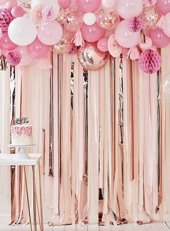 Σετ Διακόσμησης Μπαλόνια-Honeycombs-Fans Ροζ