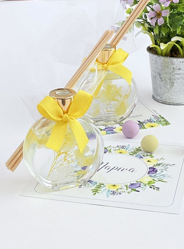 Μπομπονιέρα Δώρο Βάπτισης Αρωματικό Χώρου Stick Κίτρινα Λουλούδια