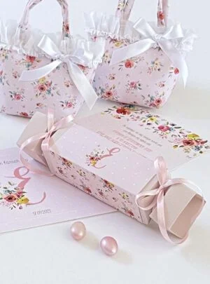 Μπομπονιέρα Καραμέλα Pink Vintage Roses