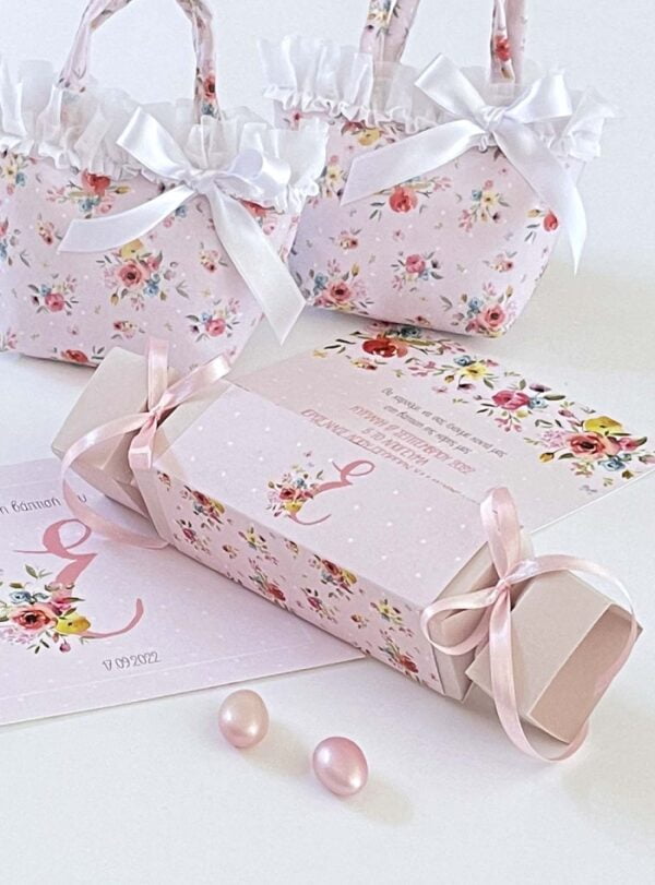Μπομπονιέρα Καραμέλα Pink Vintage Roses