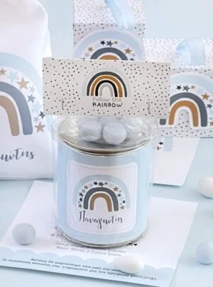 Μπομπονιέρα Κουμπαράς Blue Star Rainbow