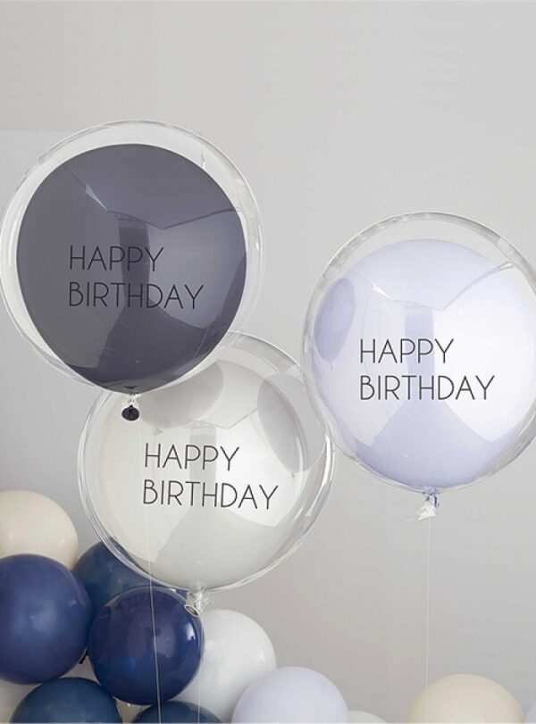 Σετ Μπαλόνια Blue Double Layered Happy Birthday